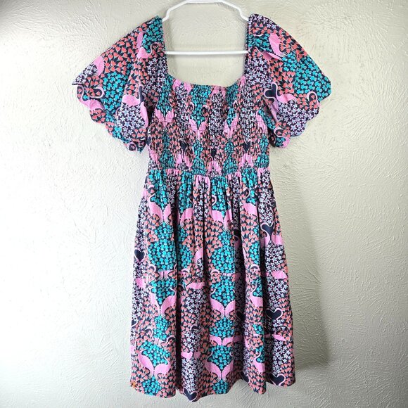 Simply Southern Dresses & Skirts - Simply Southern Dress Medium Tropical Flamingo Print Smocked BabyDoll Mini